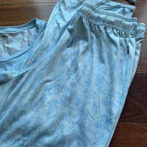 Women's Super Soft Cotton Eddie Bauer Pajama Set.  Light Blue Clouds Medium